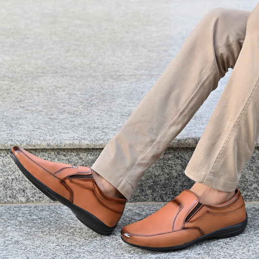 Men's Tan Formal Synthetic Leather Loafers